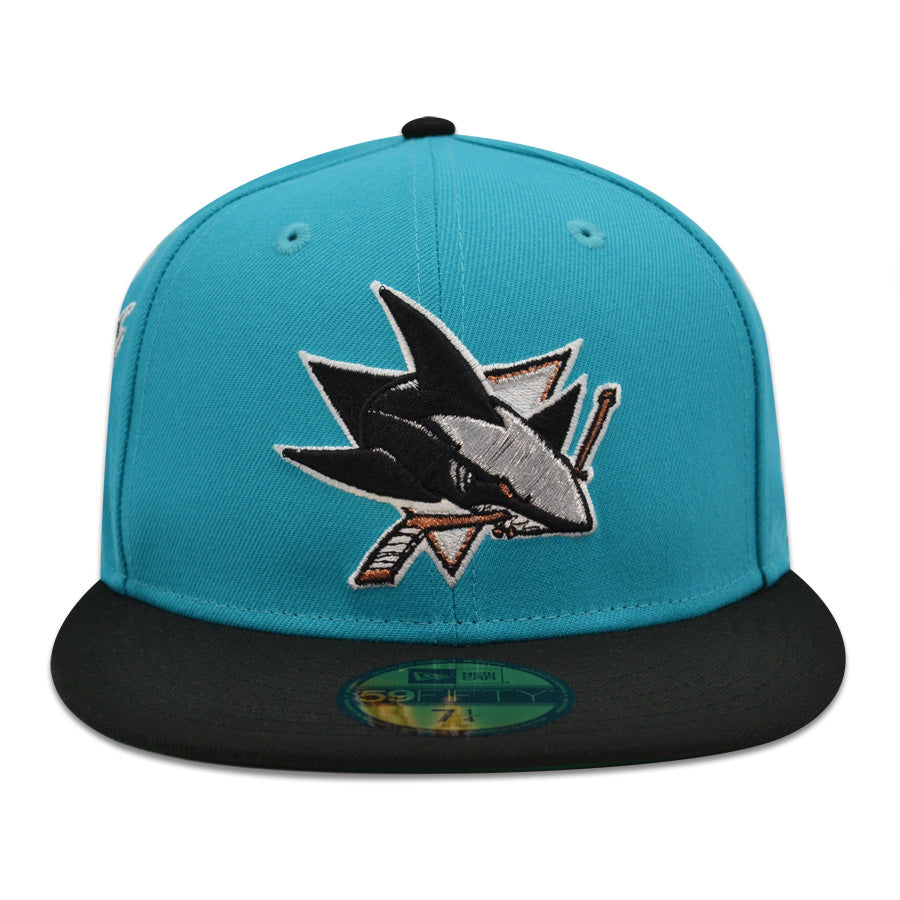 San Jose Shark "THE TANK" Exclusive New Era 59Fifty Fitted Hat - Teal/Black
