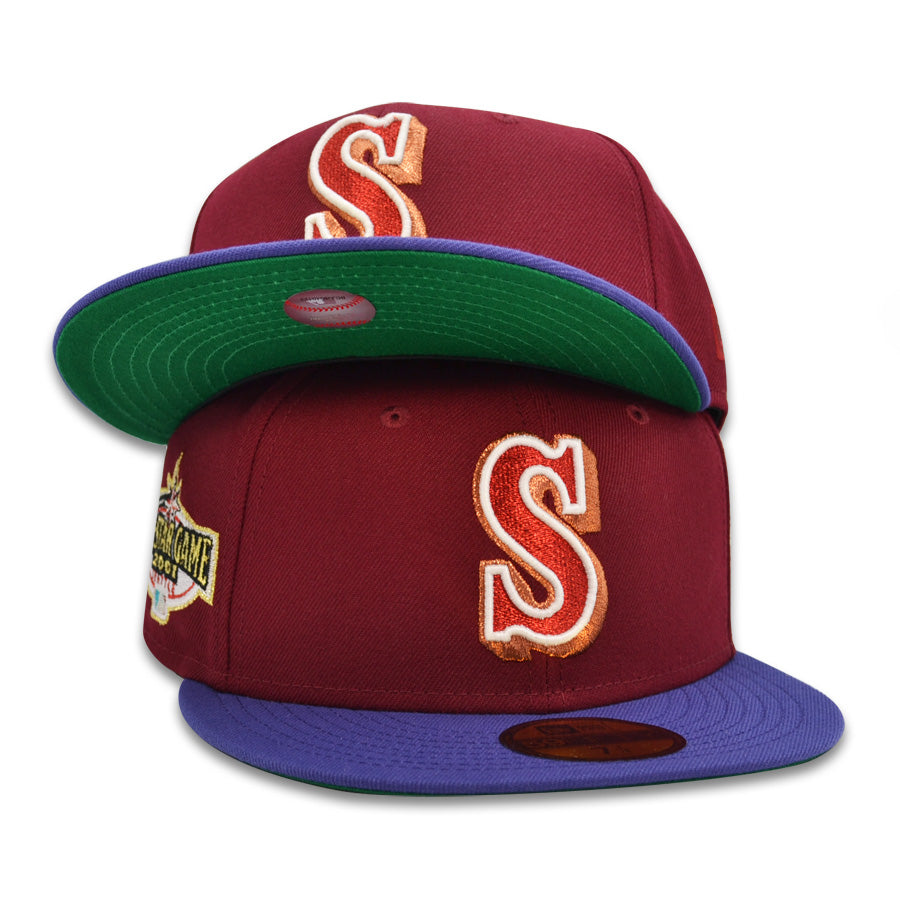 Seattle Mariners 2001 ALL-STAR GAME Exclusive New Era 59Fifty Fitted Hat - Cardinal/New Orchid