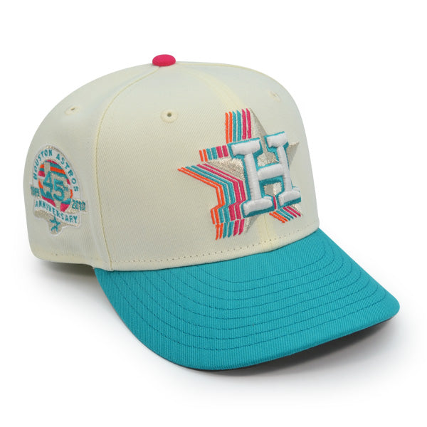 Houston Astros 45th ANNIVERSARY Exclusive New Era 59Fifty Fitted Hat - Chrome/Teal