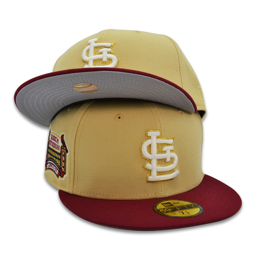 St.Louis Cardinals BUSCH STADIUM Exclusive New Era 59Fifty Fitted Hat - Vegas Gold/Cardinal