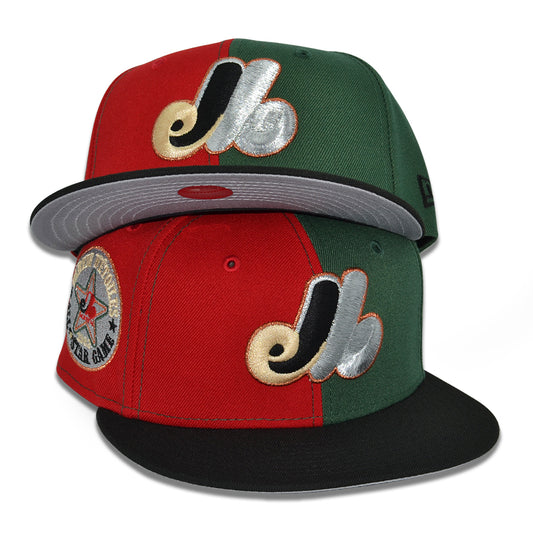 Montreal Expos "MAHOGANY NIGHTS" Pinwheel Exclusive New Era 59Fifty Fitted Hat - Cilantro/Walnut/Scarlet