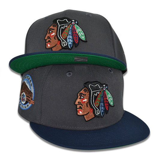 Chicago Blackhawks "CHI CHI HAWKS" Exclusive New Era 59Fifty Fitted Hat - Dark Graphite/Oceanside
