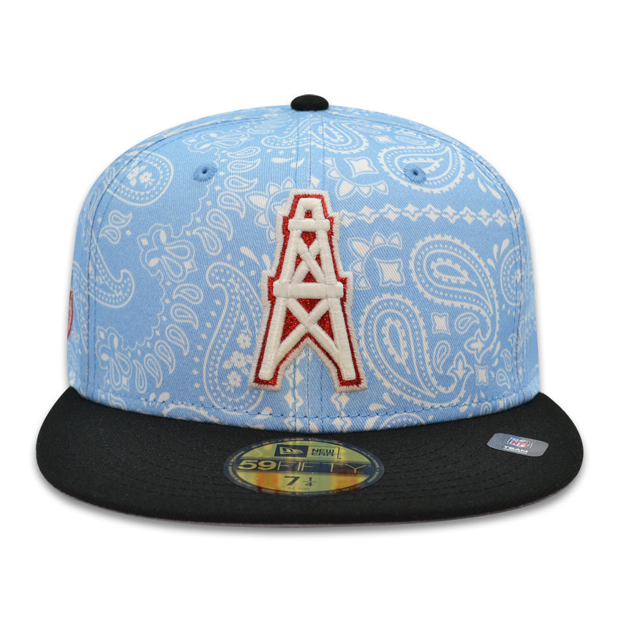 Houston Oilers 1960 Established Exclusive New Era 59Fifty Fitted Hat - Sky Paisley/Black