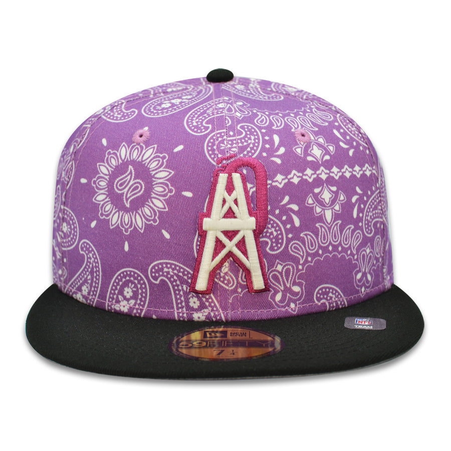 Houston Oilers 1960 Established Exclusive New Era 59Fifty Fitted Hat -Purple Paisley/Black