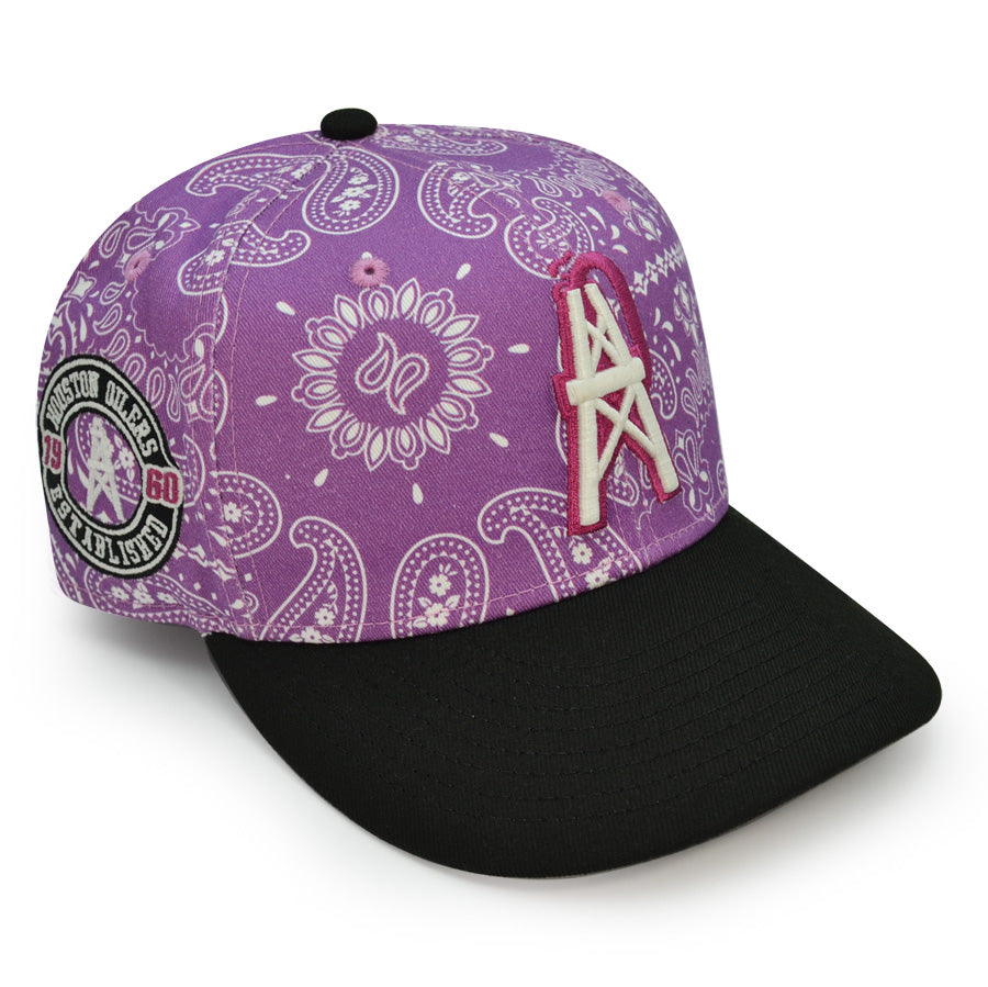 Houston Oilers 1960 Established Exclusive New Era 59Fifty Fitted Hat -Purple Paisley/Black