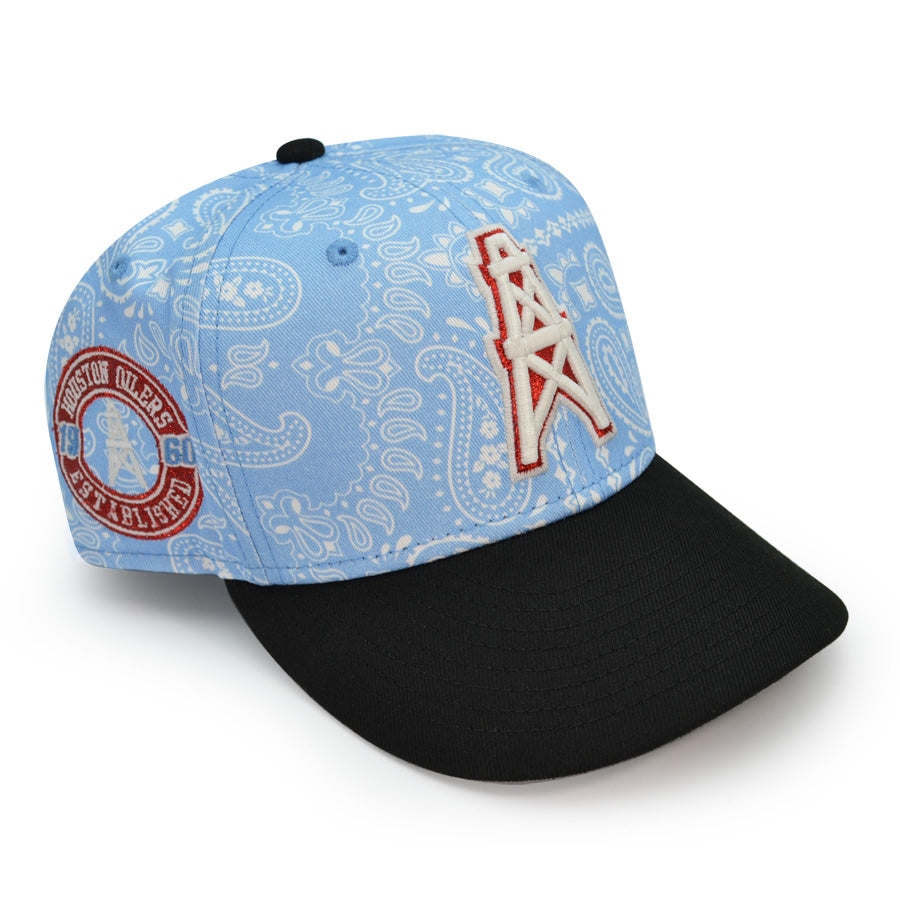 Houston Oilers 1960 Established Exclusive New Era 59Fifty Fitted Hat - Sky Paisley/Black