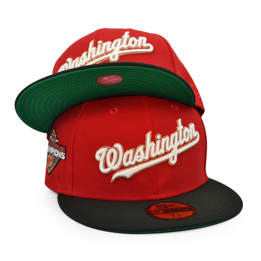 Washington Nationals Script 2019 WORLD SERIES CHAMPIONS Exclusive New Era 59Fifty Fitted Hat - Scarlet/Black