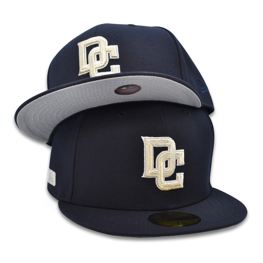 Washington Nationals DC Logo SIDE BATTY Exclusive New Era 59Fifty Fitted Hat -Navy/Metallic Silver