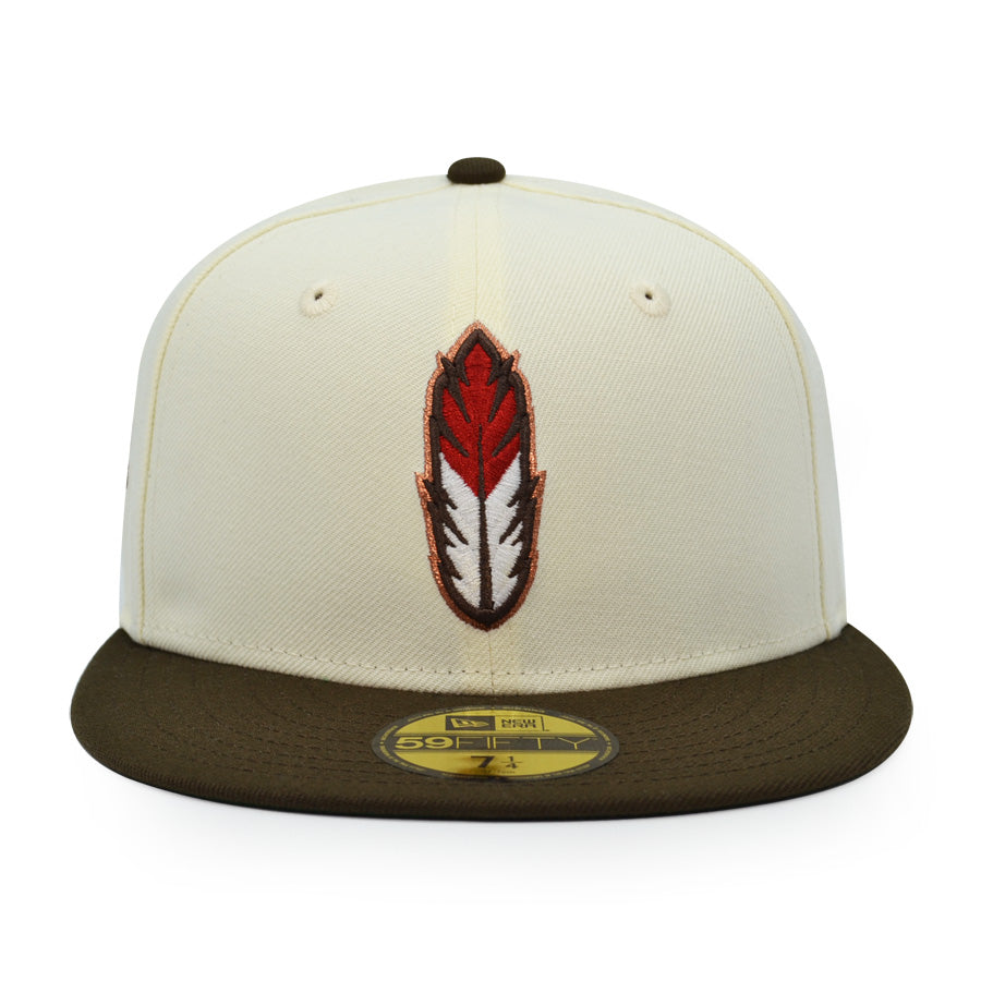 Kinston Indians Exclusive Team Word Mark New Era 59Fifty Fitted Hat - Chrome/Walnut