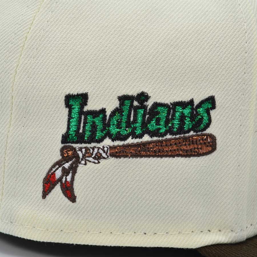 Kinston Indians Exclusive Team Word Mark New Era 59Fifty Fitted Hat - Chrome/Walnut