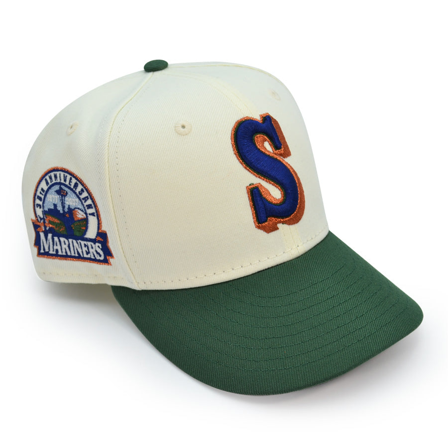 Seattle Mariners 30th ANNIVERSARY Exclusive New Era 59Fifty Fitted Hat - Chrome/Pine