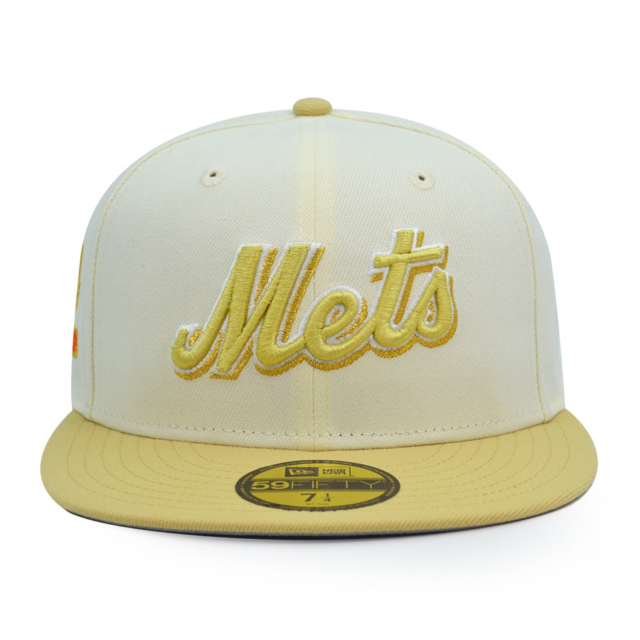 New York Mets SHEA STADIUM Exclusive New Era 59Fifty Fitted Hat - Chrome/Vegas Gold