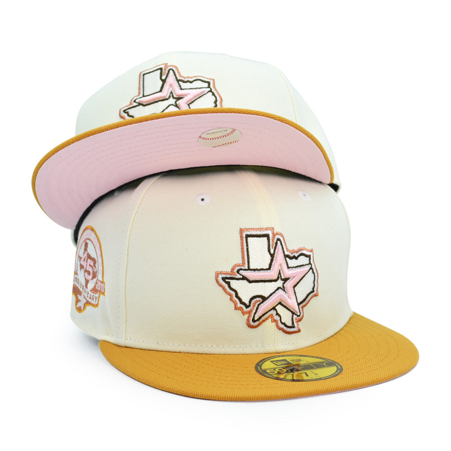 Houston Astros 45th ANNIVERSARY Exclusive New Era 59Fifty Fitted Hat - Chrome/Wheat