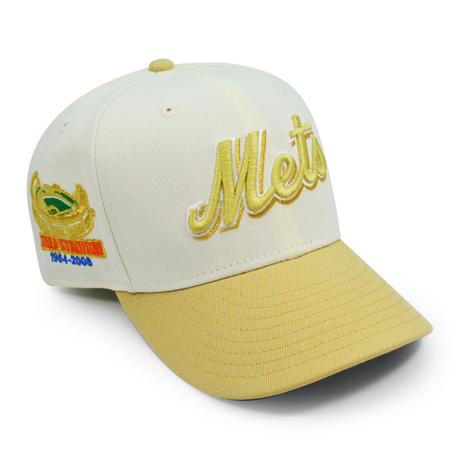 New York Mets SHEA STADIUM Exclusive New Era 59Fifty Fitted Hat - Chrome/Vegas Gold