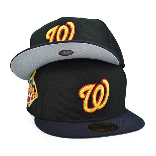 Washington Nationals NEW 2019 WORLD CHAMPIONS Anniversary Exclusive New Era 59Fifty Fitted Hat - Black/Navy