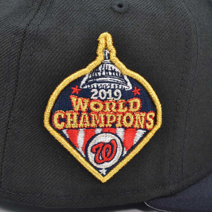 Washington Nationals NEW 2019 WORLD CHAMPIONS Anniversary Exclusive New Era 59Fifty Fitted Hat - Black/Navy