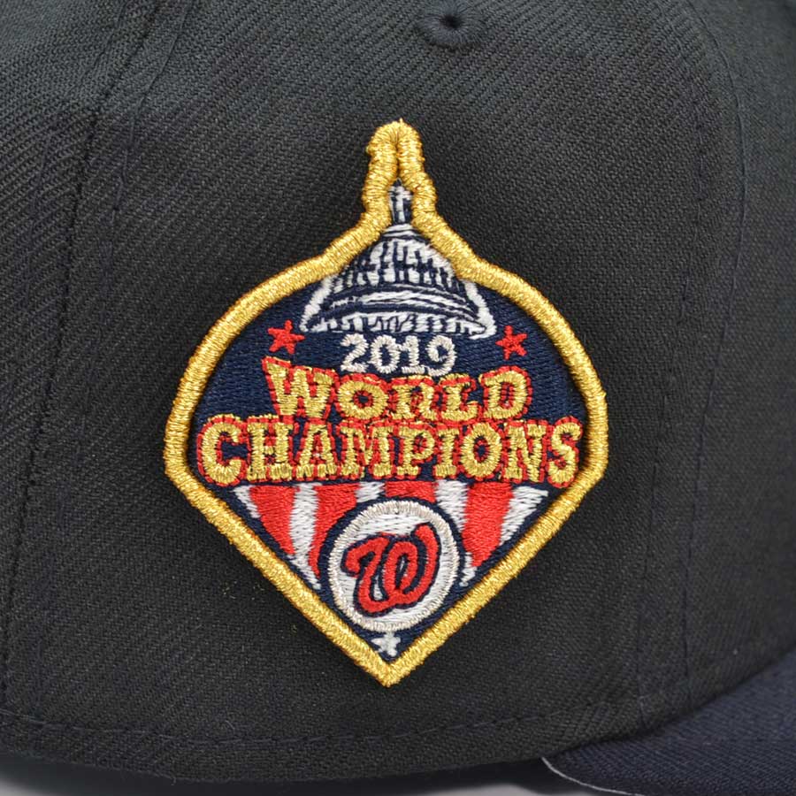 Washington Nationals NEW 2019 WORLD CHAMPIONS Anniversary Exclusive New Era 59Fifty Fitted Hat - Black/Navy