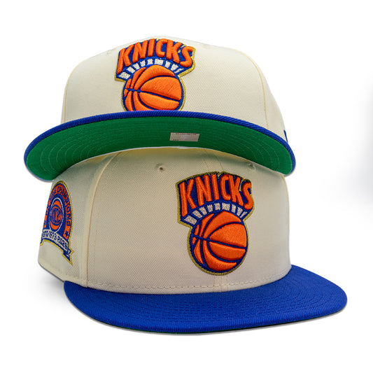 New York Knicks "3X WORLD CHAMPIONS" Exclusive New Era 59FIFTY Fitted Hat - Chrome/Majestic
