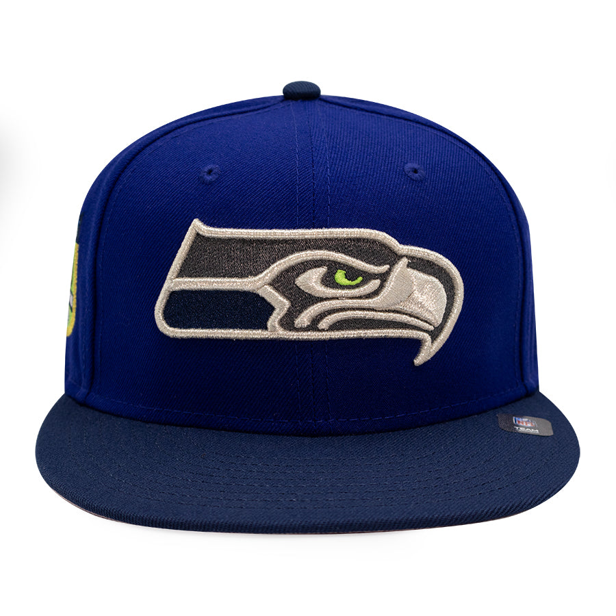 Seattle Seahawks "HAWK EYE" Exclusive New Era 59Fifty Fitted Hat - Dark Royal/Ocean Side Pinky