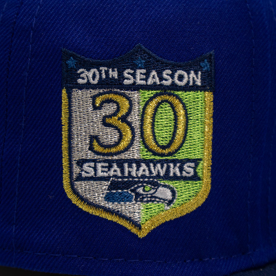 Seattle Seahawks "HAWK EYE" Exclusive New Era 59Fifty Fitted Hat - Dark Royal/Ocean Side Pinky
