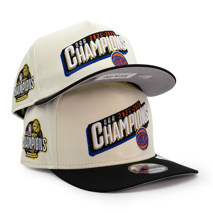 New York Knicks "2026 NBA CHAMPIONS" New Era 9Fifty A-Frame Snapback Hat - Chrome/Black