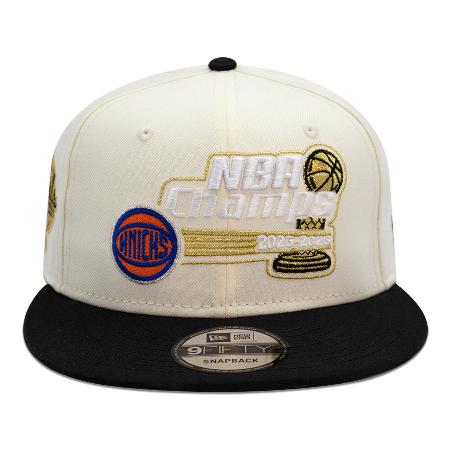 New York Knicks "2026 NBA FINALS" 2Tone New Era 9Fifty Snapback Hat - Chrome/Black