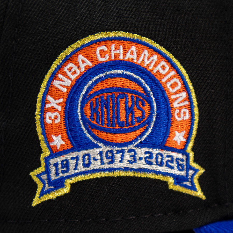 New York Knicks "3X NBA CHAMPIONS" 2Tone New Era 9Fifty Snapback Hat - Black/Royal