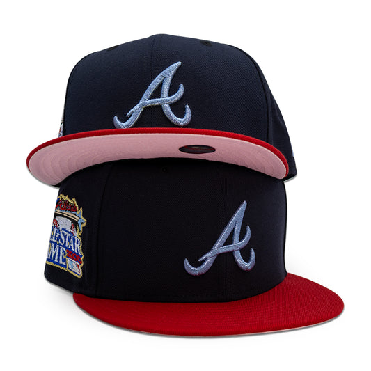 Atlanta Braves "BLUE FLAME" Exclusive New Era 59Fifty Fitted Hat - Navy/Scarlet Pinky