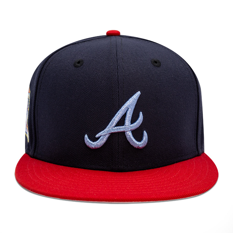 Atlanta Braves "BLUE FLAME" Exclusive New Era 59Fifty Fitted Hat - Navy/Scarlet Pinky