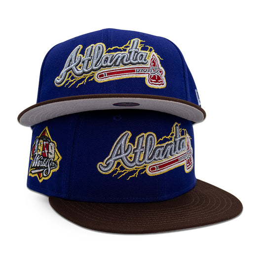 Atlanta Braves "LIGHTNING STRIKE" Exclusive New Era 59FIFTY Fitted Hat - Dark Royal/Burntwood