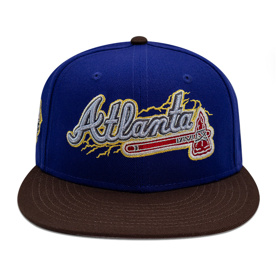 Atlanta Braves "LIGHTNING STRIKE" Exclusive New Era 59FIFTY Fitted Hat - Dark Royal/Burntwood