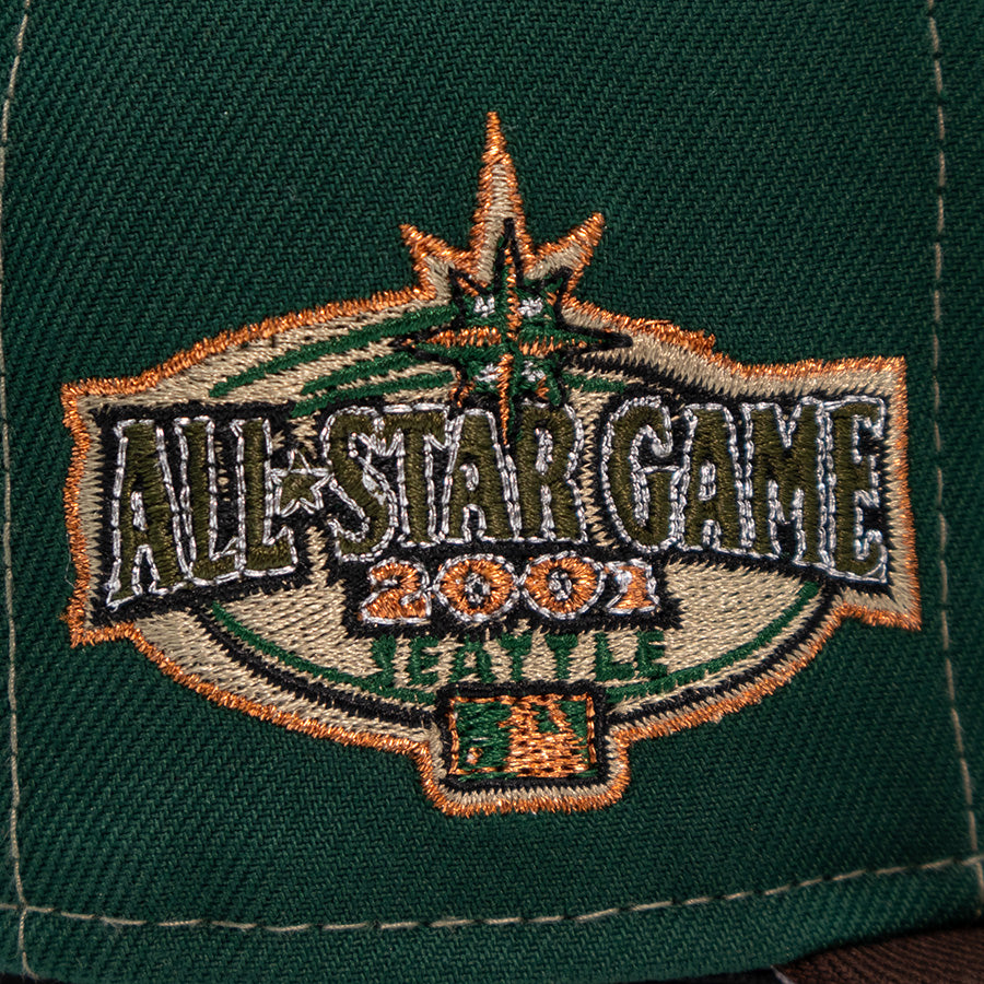 Seattle Mariners "SANDMAN" Exclusive Pinwheel New Era 59FIFTY Fitted Hat = Dark Green/New Olive/Walnut