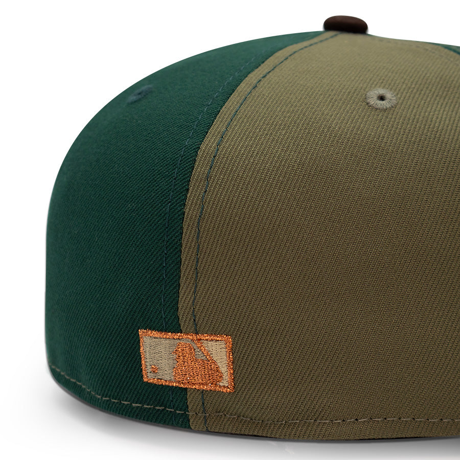 Seattle Mariners "SANDMAN" Exclusive Pinwheel New Era 59FIFTY Fitted Hat = Dark Green/New Olive/Walnut