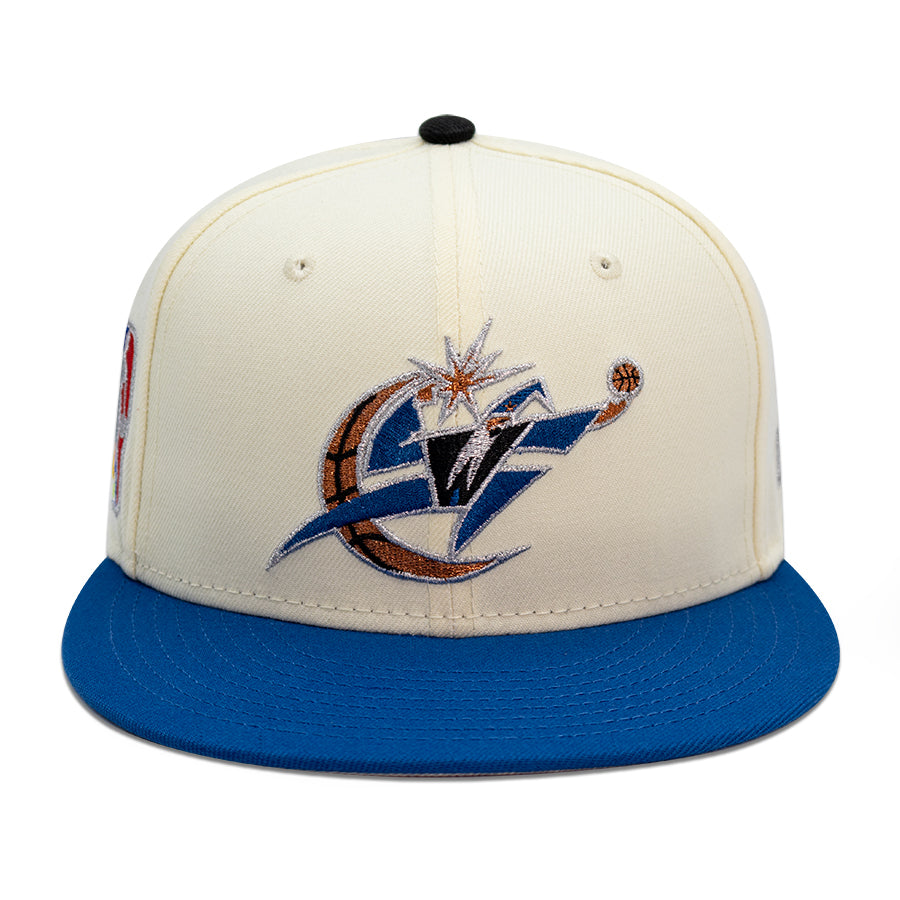 Washington Wizards "COLLEGE BLUE WIZARDS" Exclusive New Era 59Fifty Fitted Hat - Chrome/Seashore