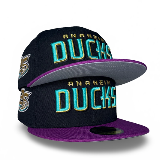 Anaheim Ducks "DUCKY CACTUS" Exclusive New Era 59Fifty Fitted Hat - Black/Sparklng Grape