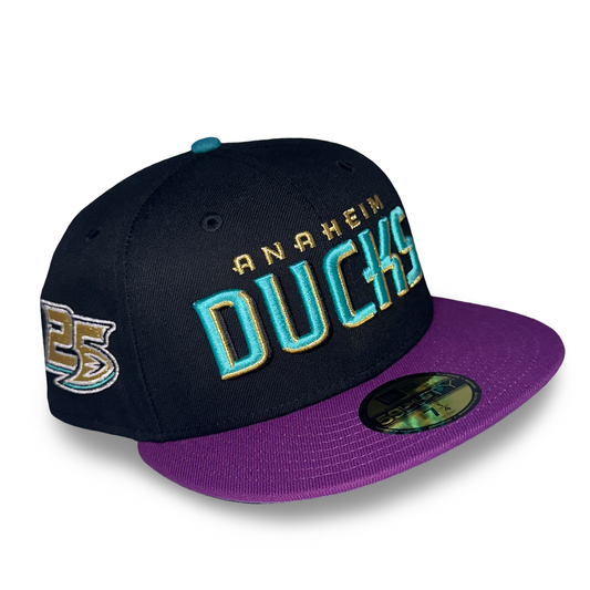 Anaheim Ducks "DUCKY CACTUS" Exclusive New Era 59Fifty Fitted Hat - Black/Sparklng Grape
