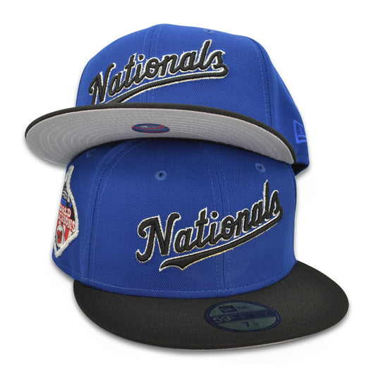 Washington Nationals Script 2019 WORLD SERIES Exclusive New Era 59Fifty Fitted Hat - Royal/Black