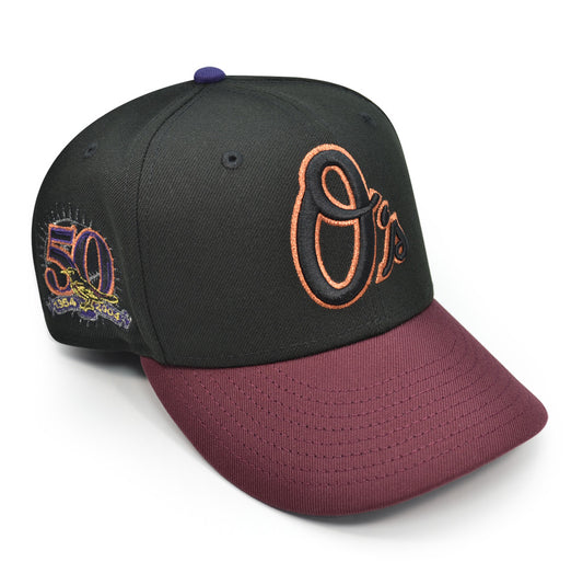 Baltimore Orioles 50TH ANNIVERSARY Exclusive New Era 59Fifty Fitted Hat - Black/Maroon