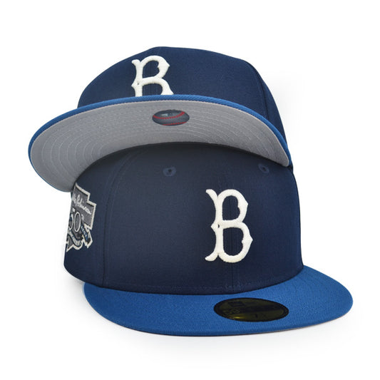 Brooklyn Dodgers Jackie Robinson 50th ANNIVERSARY Exclusive New Era 59Fifty Fitted Hat - Ocean Blue/Seashore