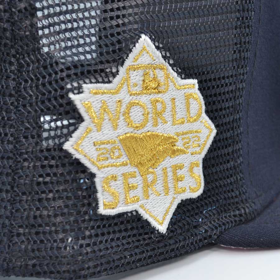 Houston Astros 2022 WORLD SERIES TRUCKER MESH Exclusive New Era 59Fifty Fitted Hat - Navy/Pink UV