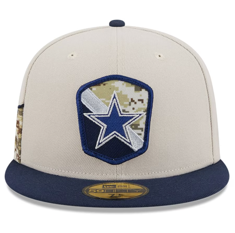 Dallas Cowboys New Era 2023 Salute To Service 59FIFTY Fitted Hat - Stone/Navy