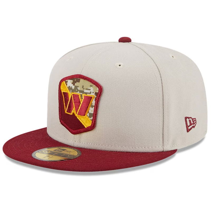 Washington Commanders New Era 2023 Salute To Service 59FIFTY Fitted Hat - Stone/Burgundy