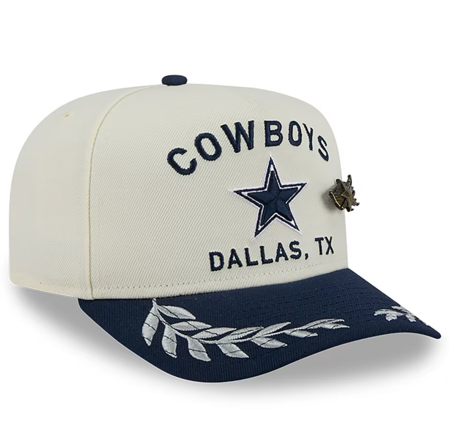 Dallas Cowboys New Era 2025 NFL Draft On Stage A-Frame 59FIFTY Fitted Hat - Cream/Navy