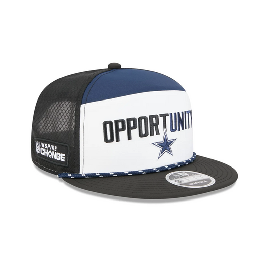 Dallas Cowboys New Era 2025 Inspire Change Split Panel 9FIFTY Snapback Hat - White/Black/Navy