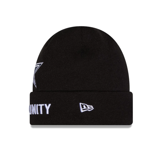 Dallas Cowboys New Era 2025 NFL Sideline Sport Cuffed Pom Knit Hat - Black/Navy