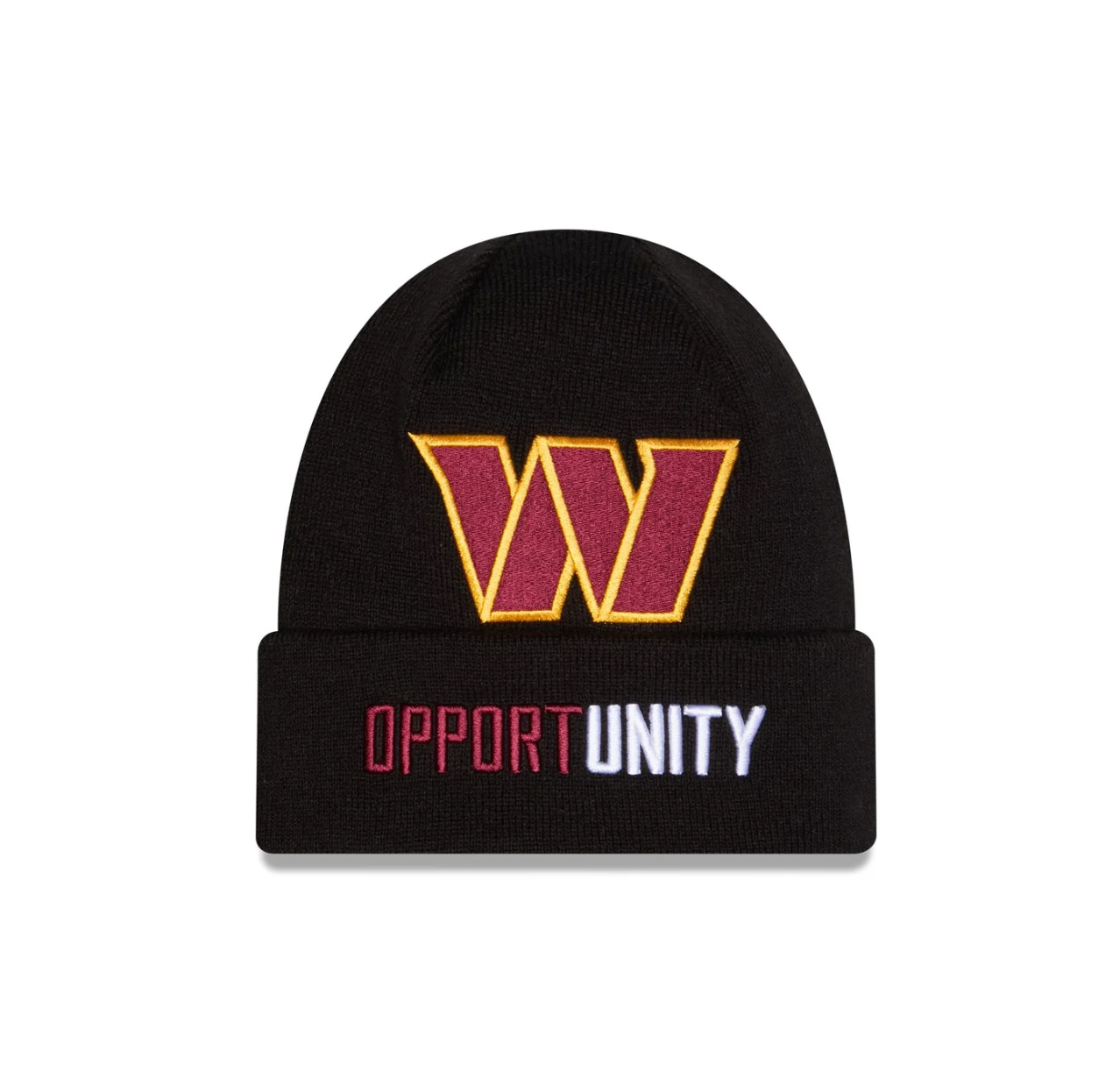 Washington Commanders New Era 2025 NFL Sideline Sport Cuffed Pom Knit Hat - Black/Burgundy