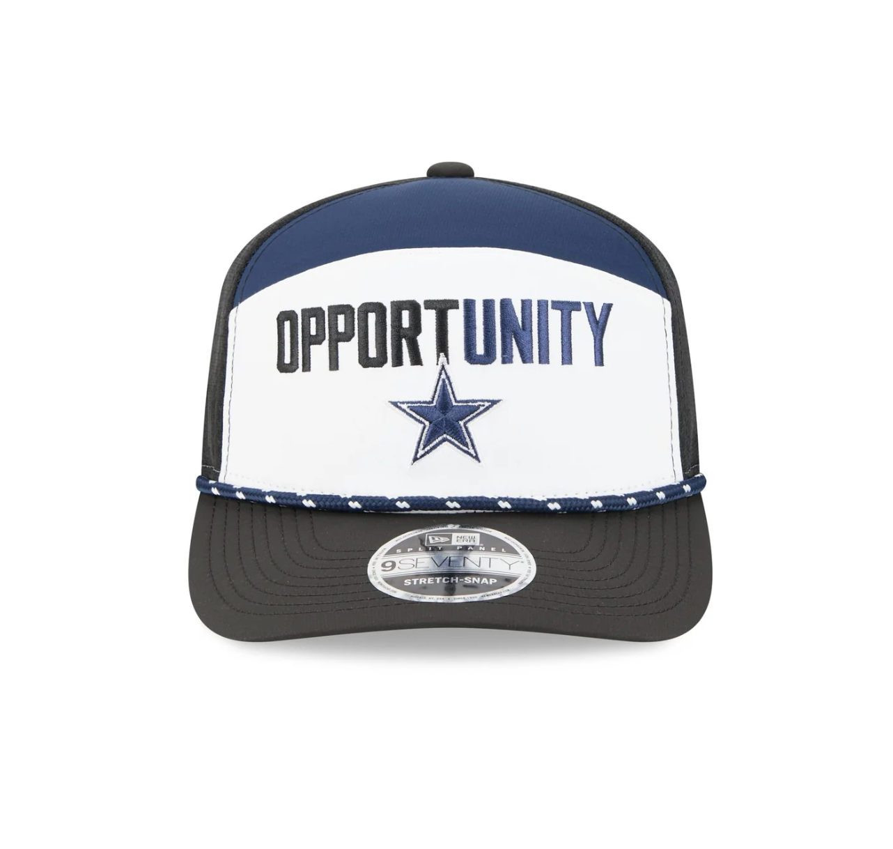 Dallas Cowboys New Era 2025 Inspire Change Split Panel 9SEVENTY Snapback Hat - White/Black/Navy