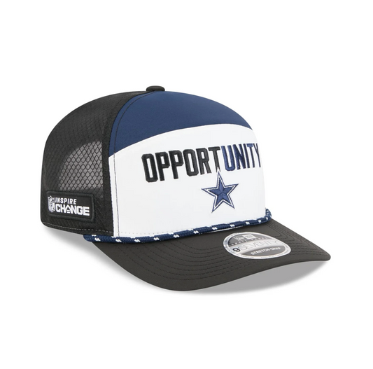 Dallas Cowboys New Era 2025 Inspire Change Split Panel 9SEVENTY Snapback Hat - White/Black/Navy