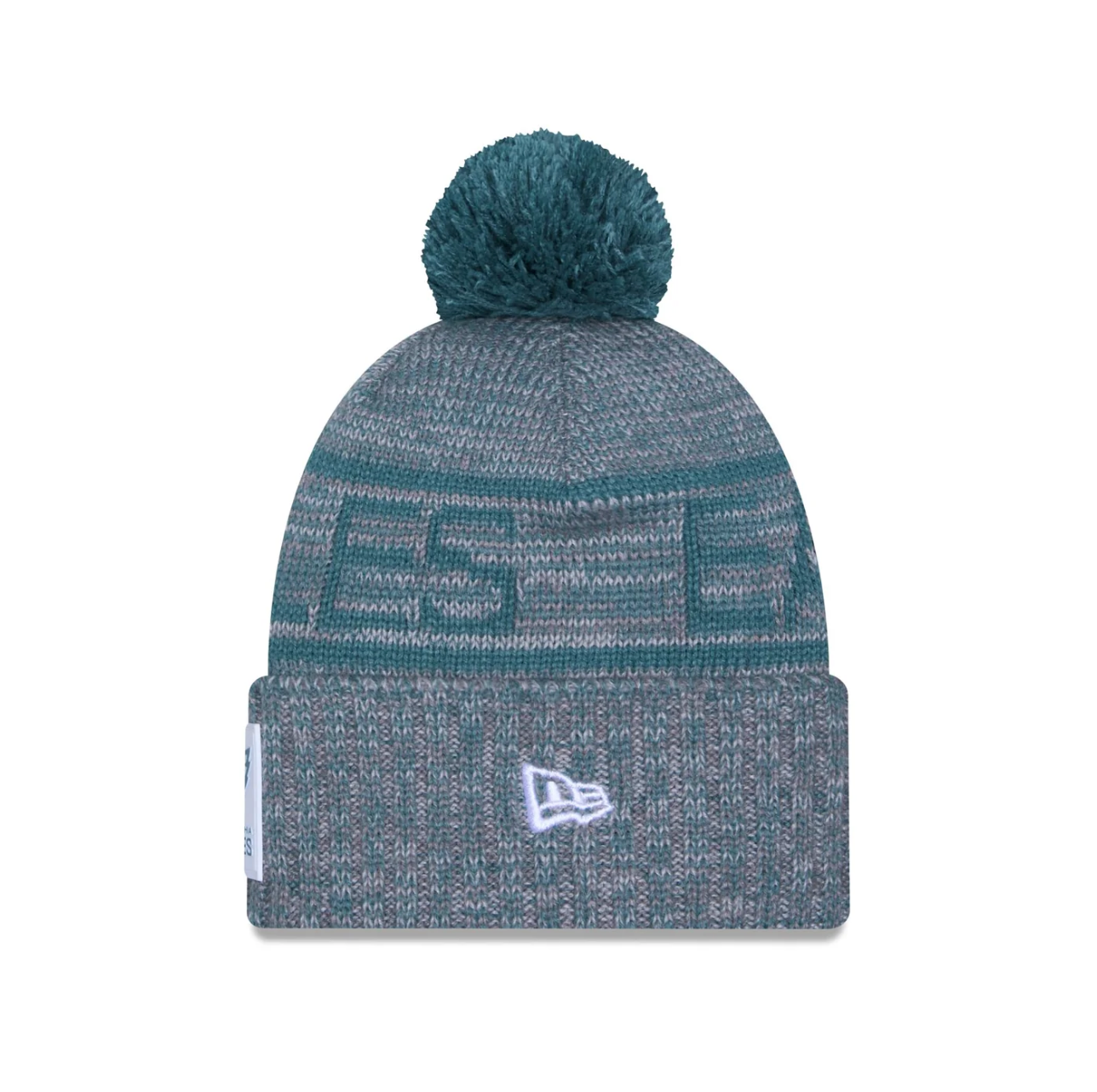 Philadelphia Eagles New Era 2025 NFL Sideline Sport Cuffed Pom Knit Hat - Graphite/Green
