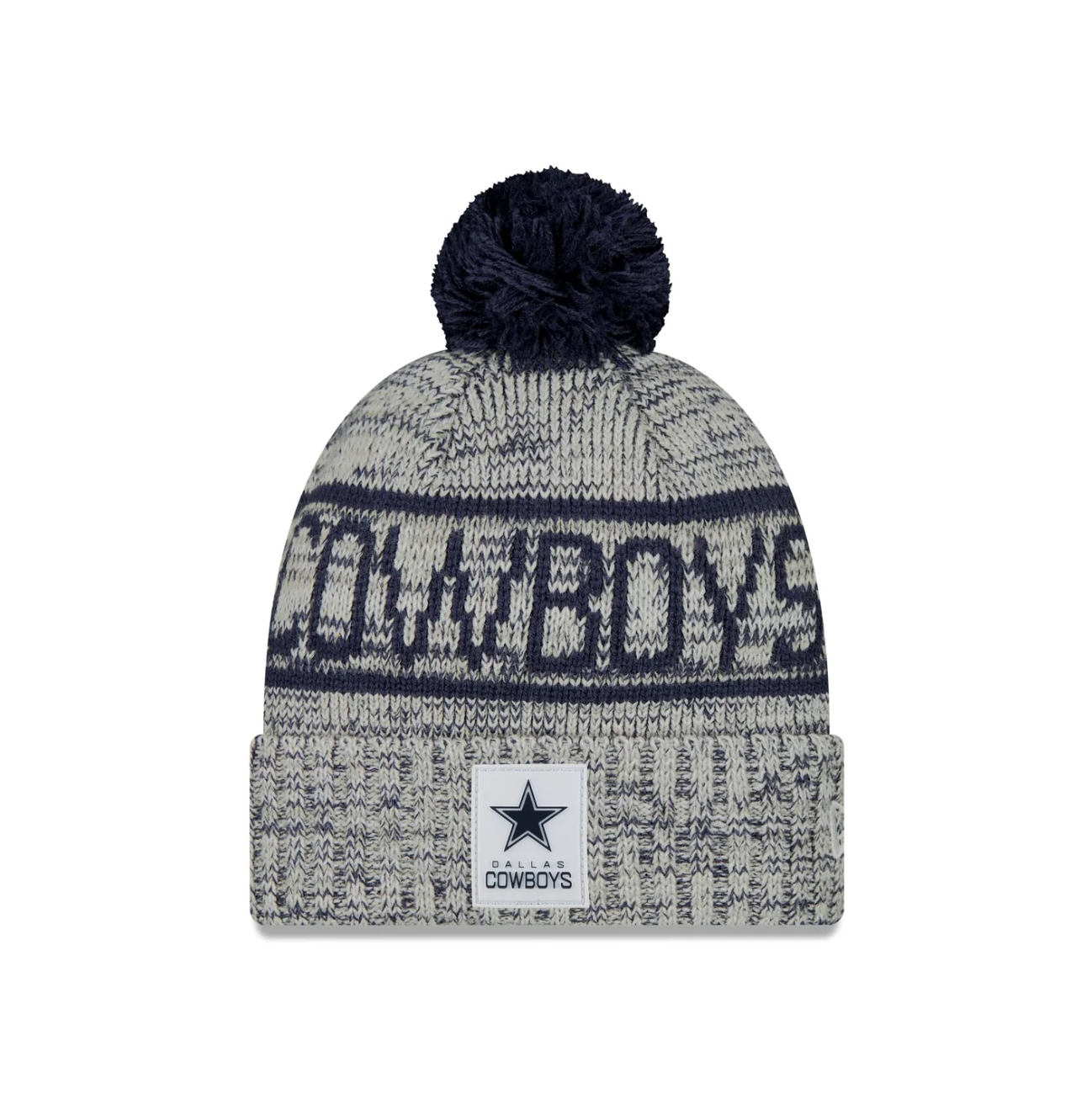 Dallas Cowboys New Era 2025 NFL Sideline Sport Cuffed Pom Knit Hat - Graphite/Blue